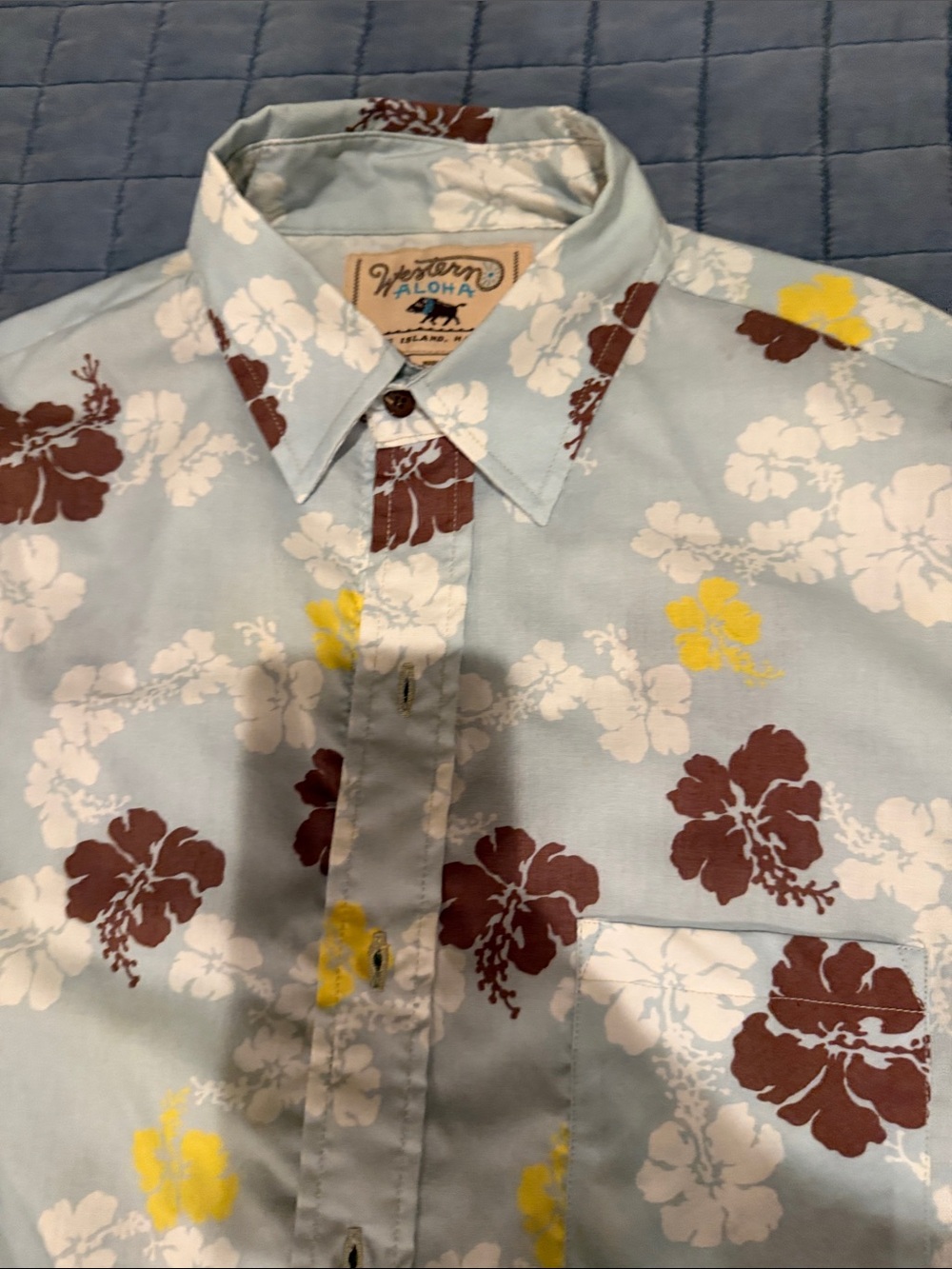 Western Aloha Light Blue Floral Button-Down Shirt